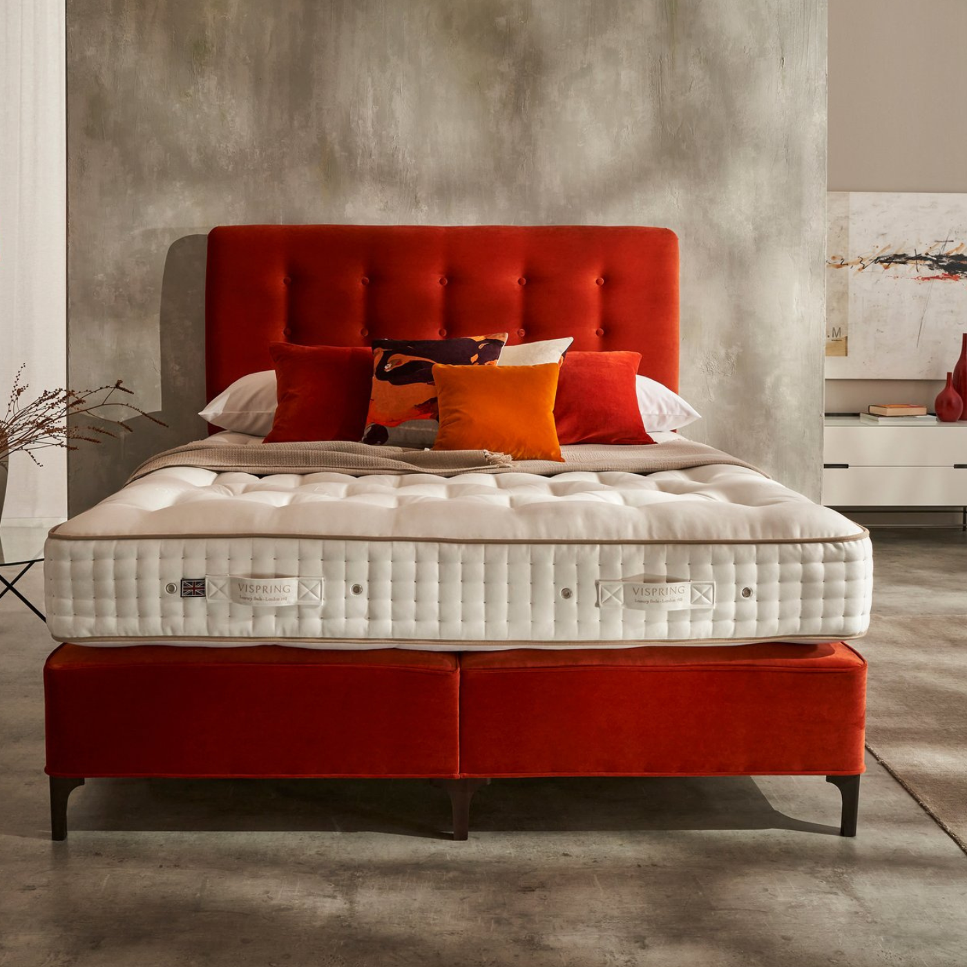 beautiful vispring luxury bed in bedroom
